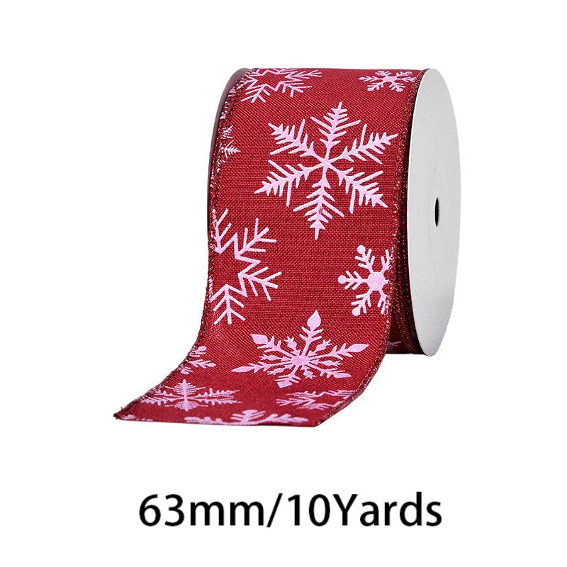 2.5Inch(63mm) 10Yards Christmas Wired Edge Ribbon, 24 Styles Available. Christmas wired edge ribbon, ideal for Christmas tree decoration, gift wrapping and festive floral arrangements.